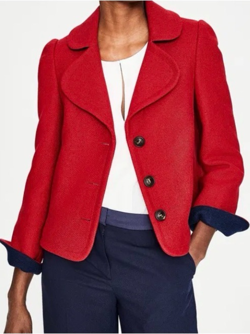 Boden Women's Red Wool-Blend Short Coat
